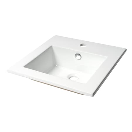 Alfi Brand ALFI brand ABC801 White 17" Square Drop In Ceramic Sink with Faucet Hole ABC801